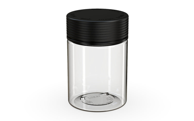 650CC/21.5FL.OZ Spiral CR - XL Container With Inner Seal & Tamper - Clear Natural With Opaque Black Lid - Copackr.com