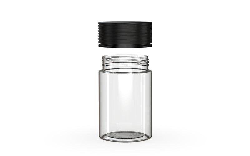 150CC/5OZ Spiral CR - Container With Inner Seal & Tamper - Clear Natural With Opaque Black Lid - Copackr.com
