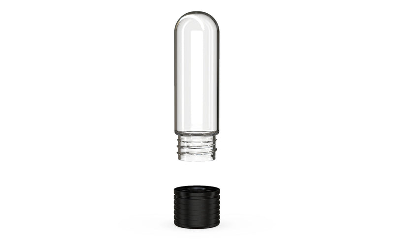 510 Cartridge Spiral CR Container Round Top - Clear Natural With Opaque Black Lid - Copackr.com
