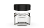 220CC/7.5FL.OZ Spiral CR - XL Container With Inner Seal & Tamper - Clear Natural With Opaque Black Lid - Copackr.com