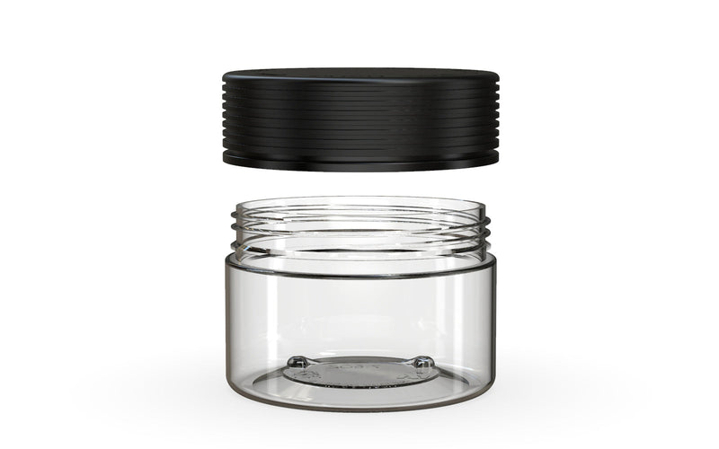 220CC/7.5FL.OZ Spiral CR - XL Container With Inner Seal & Tamper - Clear Natural With Opaque Black Lid - Copackr.com