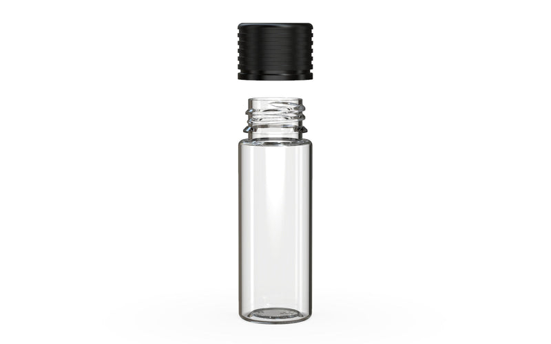Spiral CR - Tube 65mm with Inner Seal & Tamper - Clear Natural (Transparent) with Opaque Black Lid - Copackr.com
