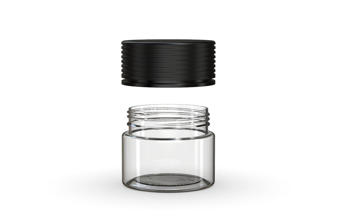 60CC/2FL.OZ Spiral CR - Container With Inner Seal & Tamper - Clear Natural With Opaque Black Lid