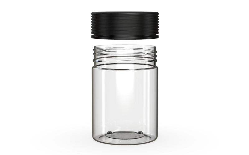 650CC/21.5FL.OZ Spiral CR - XL Container With Inner Seal & Tamper - Clear Natural With Opaque Black Lid - Copackr.com