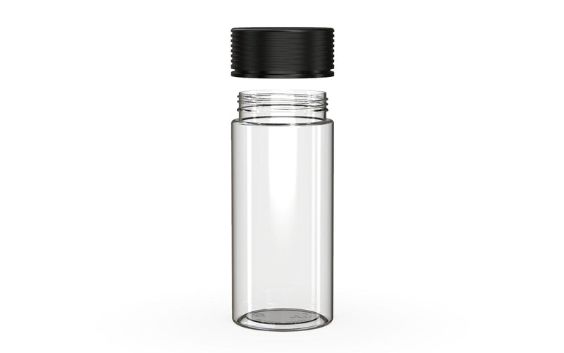 240CC/8FL.OZ Spiral CR - Container With Inner Seal & Tamper - Clear Natural With Opaque Black Lid - Copackr.com