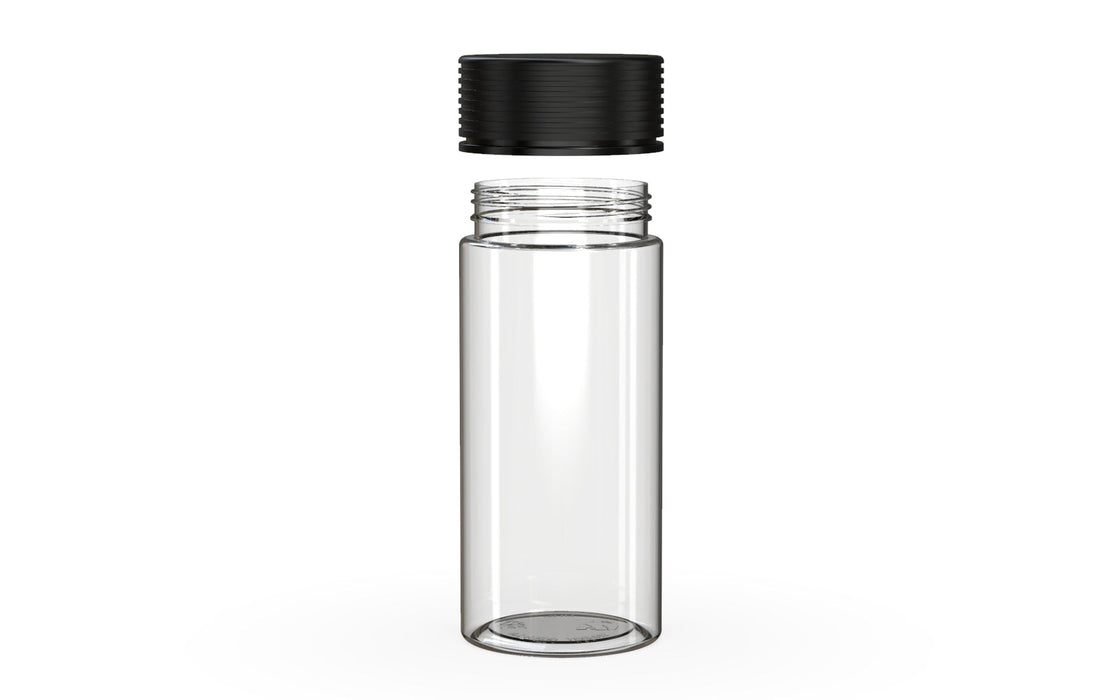 240CC/8FL.OZ Spiral CR - Container With Inner Seal & Tamper - Clear Natural With Opaque Black Lid