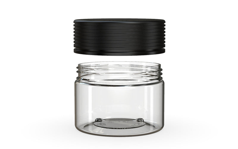 300CC/10FL.OZ Spiral CR - XL Container With Inner Seal & Tamper - Clear Natural With Opaque Black Lid - Copackr.com
