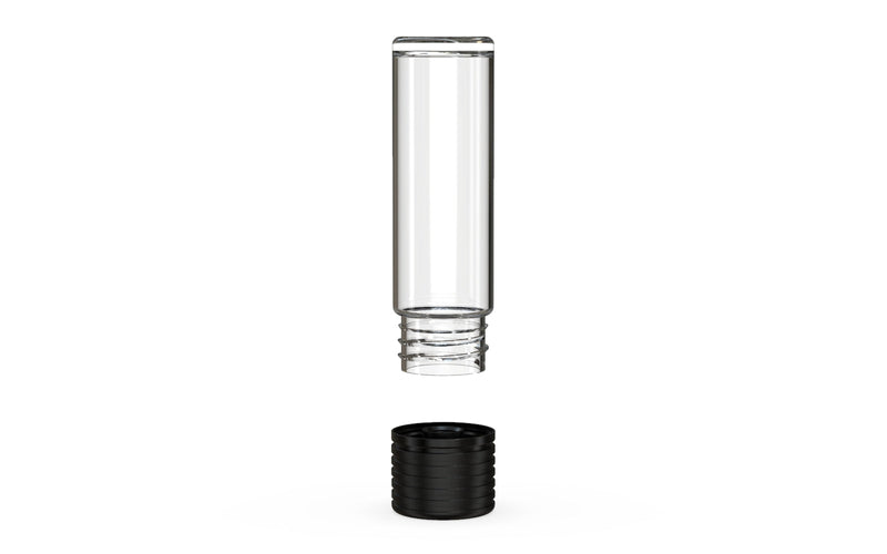 510 Cartridge Spiral CR Container Flat Top - Clear Natural With Opaque Black Lid - Copackr.com