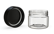 300CC/10FL.OZ Spiral CR - XL Container With Inner Seal & Tamper - Clear Natural With Opaque Black Lid - Copackr.com