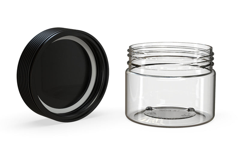 300CC/10FL.OZ Spiral CR - XL Container With Inner Seal & Tamper - Clear Natural With Opaque Black Lid - Copackr.com