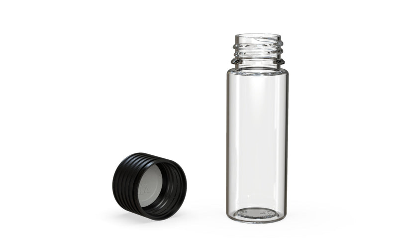 Spiral CR - Tube 65mm with Inner Seal & Tamper - Clear Natural (Transparent) with Opaque Black Lid - Copackr.com