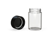 150CC/5OZ Spiral CR - Container With Inner Seal & Tamper - Clear Natural With Opaque Black Lid - Copackr.com