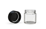 90CC/3FL.OZ Spiral CR - Container With Inner Seal & Tamper - Clear Natural With Opaque Black Lid - Copackr.com