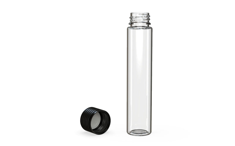 Spiral CR - Tube 115mm with Inner Seal & Tamper - Clear Natural (Transparent) with Opaque Black Lid - Copackr.com