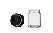 120CC/4FL.OZ/120ML Spiral CR - Container With Inner Seal & Tamper - Clear Natural With Opaque Black Lid - Copackr.com