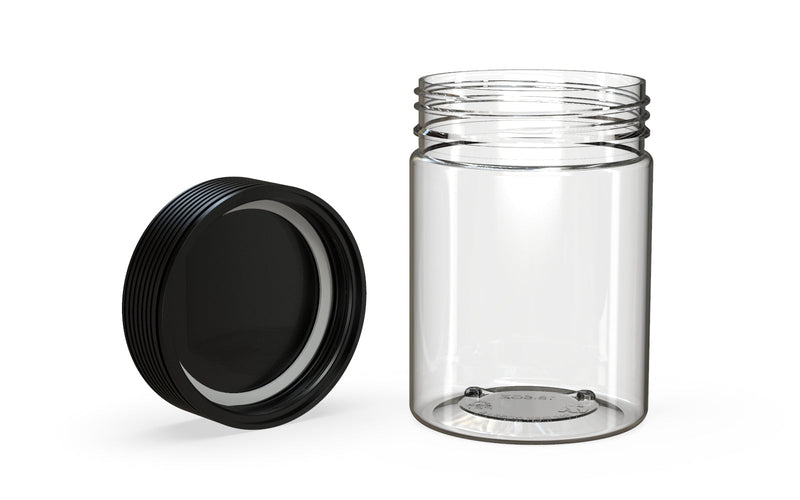 650CC/21.5FL.OZ Spiral CR - XL Container With Inner Seal & Tamper - Clear Natural With Opaque Black Lid - Copackr.com