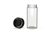 240CC/8FL.OZ Spiral CR - Container With Inner Seal & Tamper - Clear Natural With Opaque Black Lid - Copackr.com