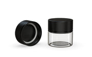 60CC/2FL.OZ Spiral CR - Container With Inner Seal & Tamper - Clear Natural With Opaque Black Lid - Copackr.com