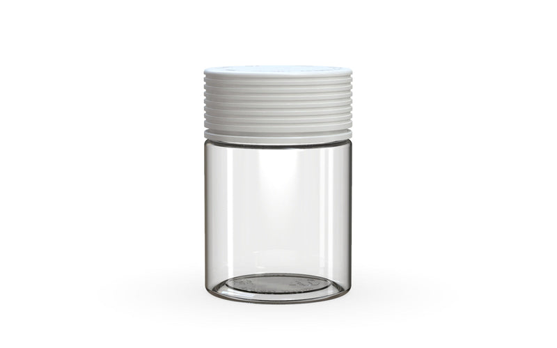 120CC/4FL.OZ/120ML Spiral CR - Container With Inner Seal & Tamper - Clear Natural With Opaque White Lid - Copackr.com