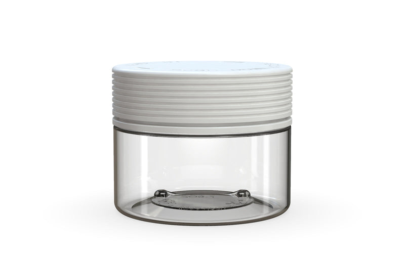 220CC/7.5FL.OZ Spiral CR - XL Container With Inner Seal & Tamper - Clear Natural With Opaque White Lid - Copackr.com