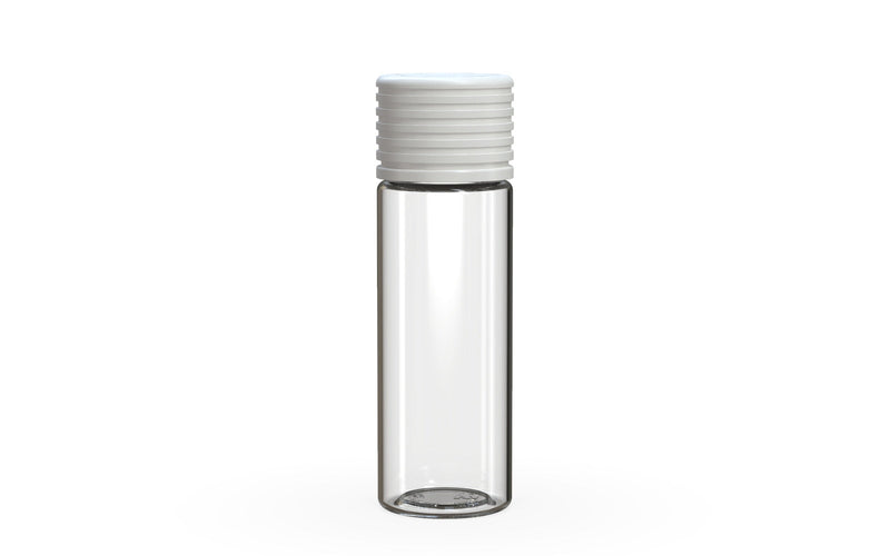 Spiral CR - Tube 65mm with Inner Seal & Tamper - Clear Natural (Transparent) with Opaque White Lid - Copackr.com