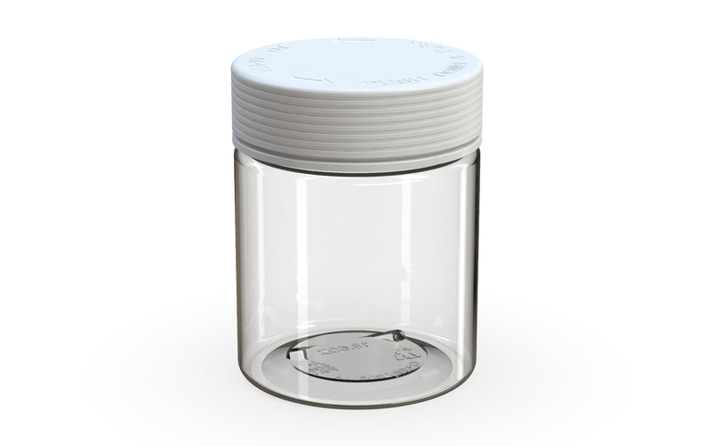 550CC/18.5FL.OZ Spiral CR - XL Container With Inner Seal & Tamper - Clear Natural With Opaque White Lid - Copackr.com