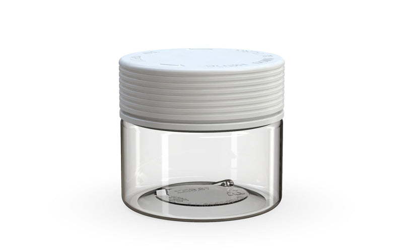 300CC/10FL.OZ Spiral CR - XL Container With Inner Seal & Tamper - Clear Natural With Opaque White Lid - Copackr.com