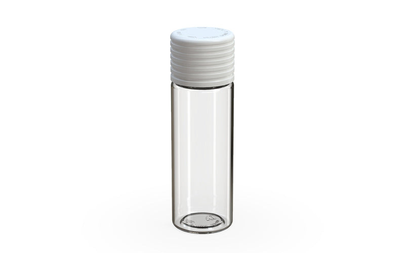 Spiral CR - Tube 65mm with Inner Seal & Tamper - Clear Natural (Transparent) with Opaque White Lid - Copackr.com