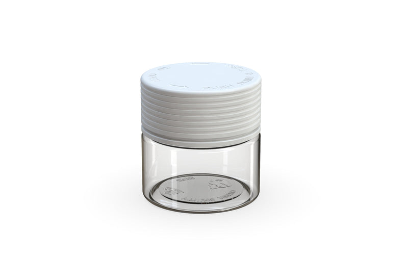60CC/2FL.OZ Spiral CR - Container With Inner Seal & Tamper - Clear Natural With Opaque White Lid - Copackr.com