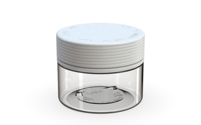 220CC/7.5FL.OZ Spiral CR - XL Container With Inner Seal & Tamper - Clear Natural With Opaque White Lid - Copackr.com