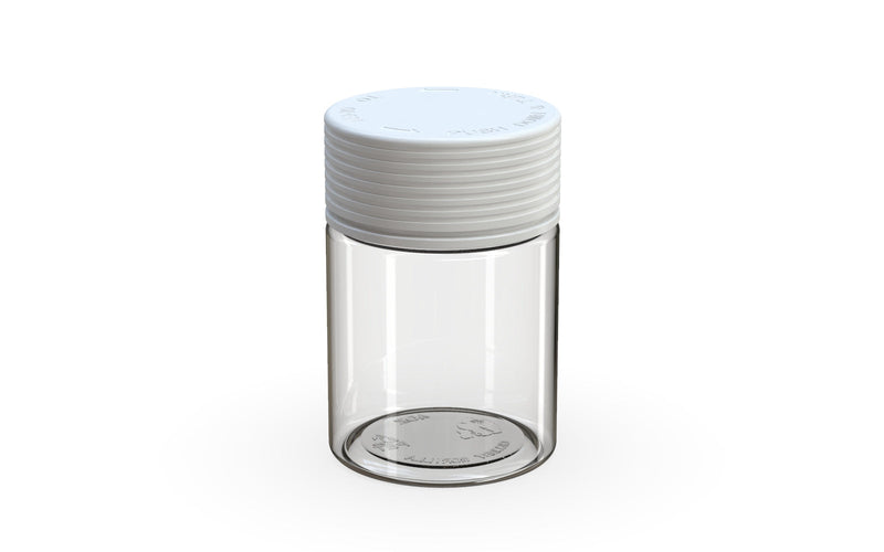 120CC/4FL.OZ/120ML Spiral CR - Container With Inner Seal & Tamper - Clear Natural With Opaque White Lid - Copackr.com