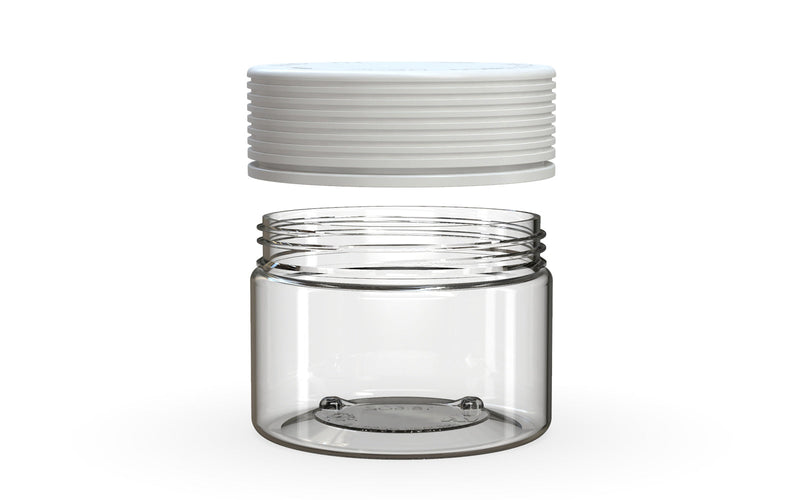 300CC/10FL.OZ Spiral CR - XL Container With Inner Seal & Tamper - Clear Natural With Opaque White Lid - Copackr.com