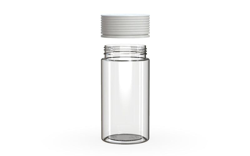 180CC/6FL.OZ Spiral CR - Container With Inner Seal & Tamper - Clear Natural With Opaque White Lid - Copackr.com