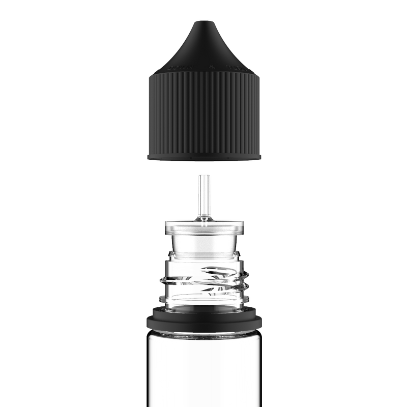 Chubby Gorilla Chubby Gorilla - 30ML Stubby Unicorn Bottle - Clear Bottle / Black Cap - V3
