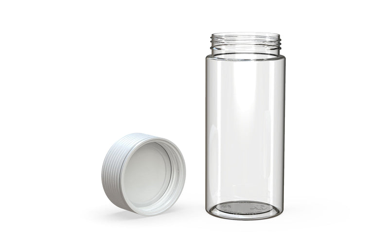240CC/8FL.OZ Spiral CR - Container With Inner Seal & Tamper - Clear Natural With Opaque White Lid - Copackr.com