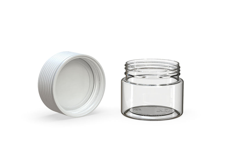 60CC/2FL.OZ Spiral CR - Container With Inner Seal & Tamper - Clear Natural With Opaque White Lid - Copackr.com