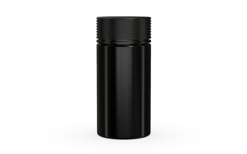 180CC/6FL.OZ Spiral CR - Container With Inner Seal & Tamper - Opaque Black With Opaque Black Lid - Copackr.com
