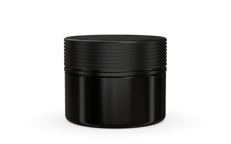 220CC/7.5FL.OZ Spiral CR - XL Container With Inner Seal & Tamper - Opaque Black With Opaque Black Lid - Copackr.com