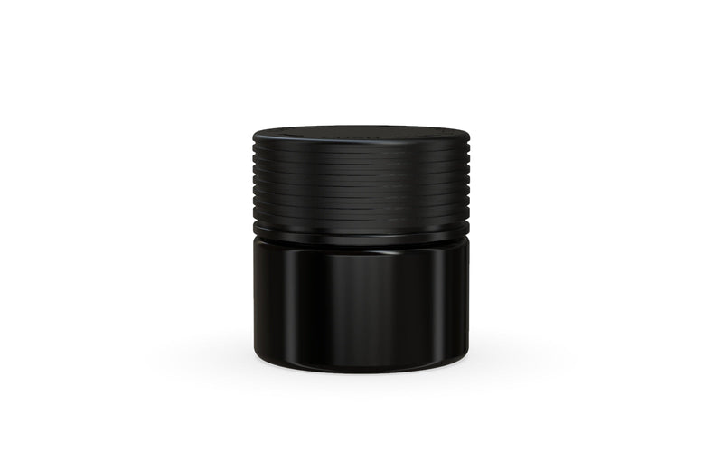60CC/2FL.OZ Spiral CR - Container With Inner Seal & Tamper - Opaque Black With Opaque Black Lid - Copackr.com