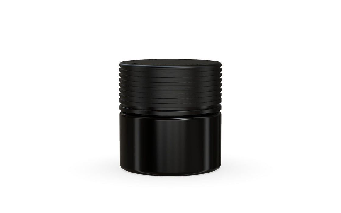 60CC/2FL.OZ Spiral CR - Container With Inner Seal & Tamper - Opaque Black With Opaque Black Lid