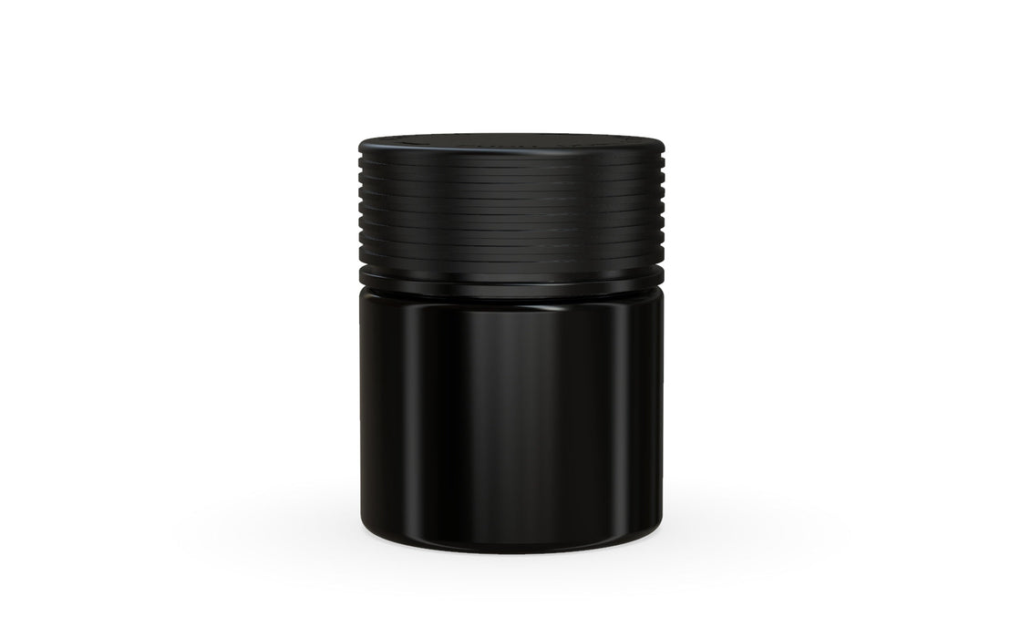 90CC/3FL.OZ Spiral CR - Container With Inner Seal & Tamper - Opaque Black With Opaque Black Lid