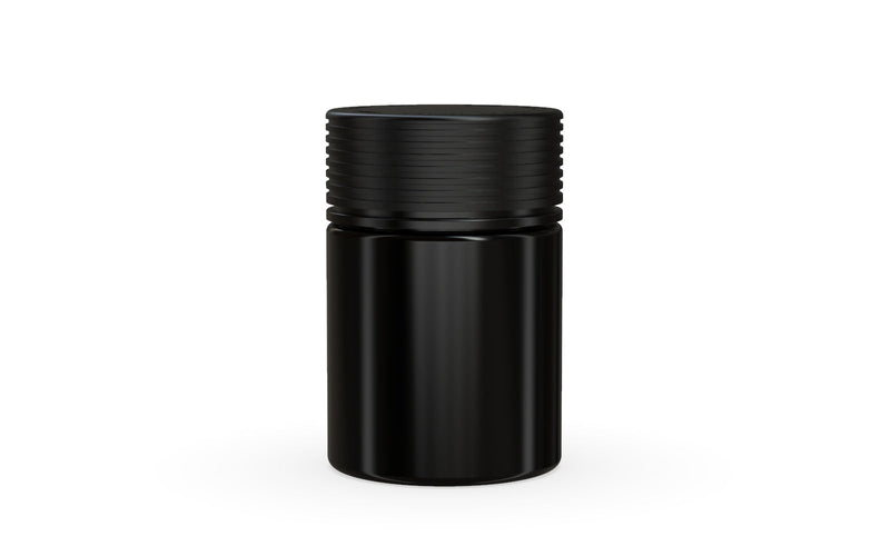 120CC/4FL.OZ/120ML Spiral CR - Container With Inner Seal & Tamper - Opaque Black With Opaque Black Lid - Copackr.com