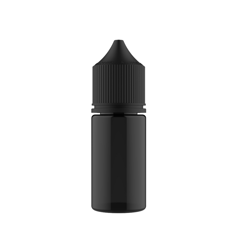Chubby Gorilla Chubby Gorilla - 30ML Stubby Unicorn Bottle - Transparent Black Bottle / Black Cap - V3