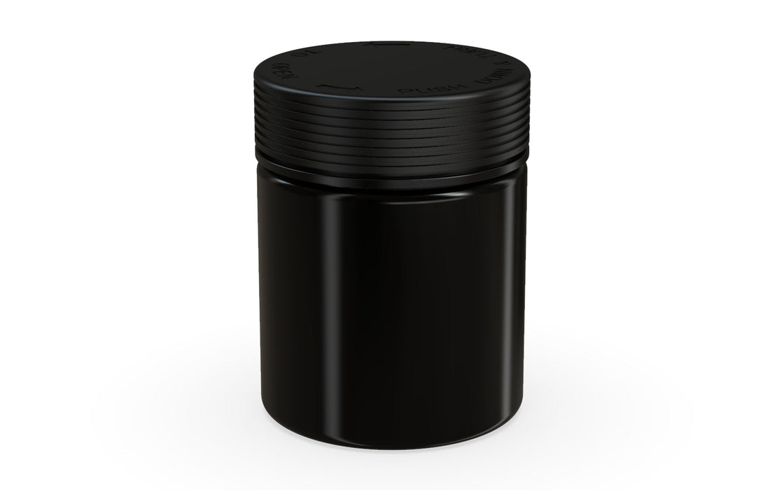 550CC/18.5FL.OZ Spiral CR - XL Container mit Innensiegel & Tamper - Opak Schwarz mit Opak Schwarzem Deckel