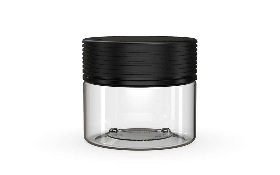 300CC/10FL.OZ Spiral CR - XL Container mit Innensiegel & Tamper - Klar Natur mit undurchsichtigem schwarzen Deckel