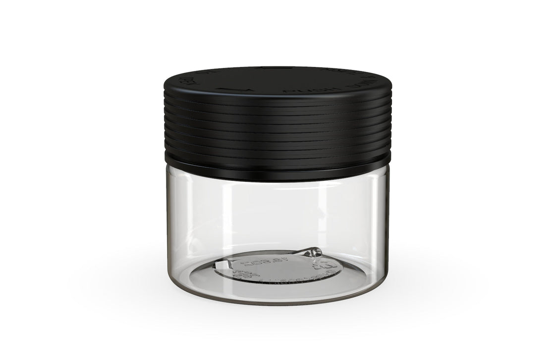 300CC/10FL.OZ Spiral CR - XL Container mit Innensiegel & Tamper - Klar Natur mit undurchsichtigem schwarzen Deckel