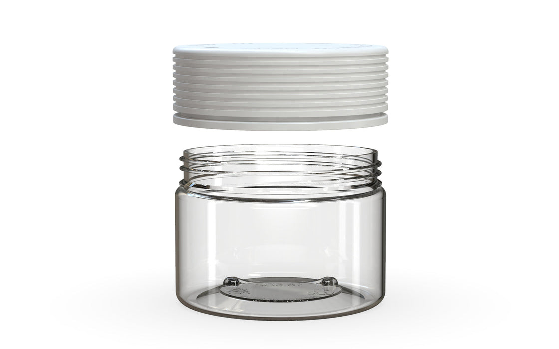 300CC/10FL.OZ Spiral CR - Contenedor XL Con Precinto Interior Y Tamper - Transparente Natural Con Tapa Blanca Opaca