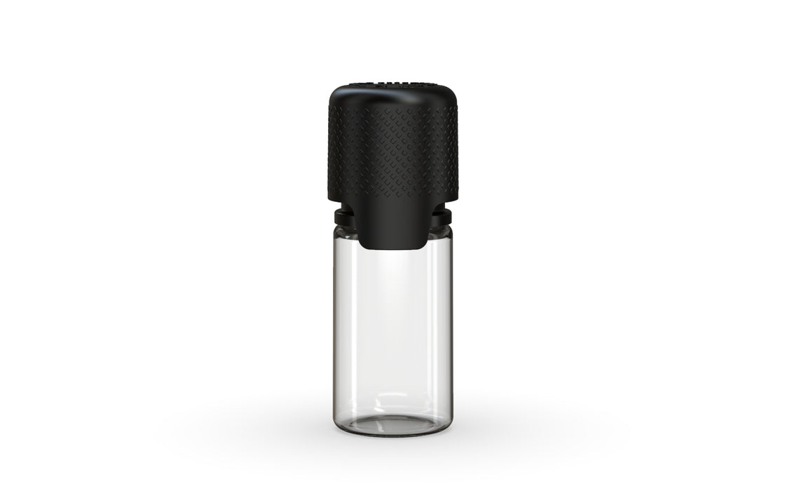 Aviator Bouteille 10ML avec sceau intérieur et bande d'inviolabilité - Bouteille naturelle transparente / bouchon noir opaque