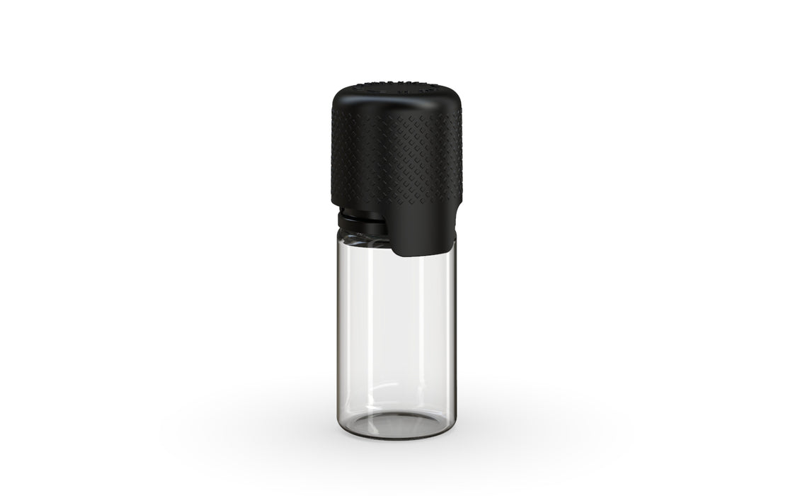 Aviator Bouteille 10ML avec sceau intérieur et bande d'inviolabilité - Bouteille naturelle transparente / bouchon noir opaque