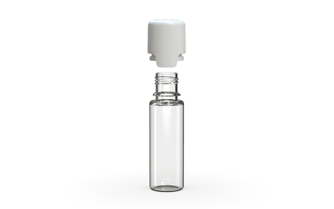 Aviator Bouteille de 16,5ML avec sceau intérieur et bande de rupture inviolable - Bouteille naturelle transparente / bouchon blanc opaque